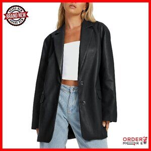 Faux Leather Motorcycle Jacket Oversized Bomber Fall Winter Fashion